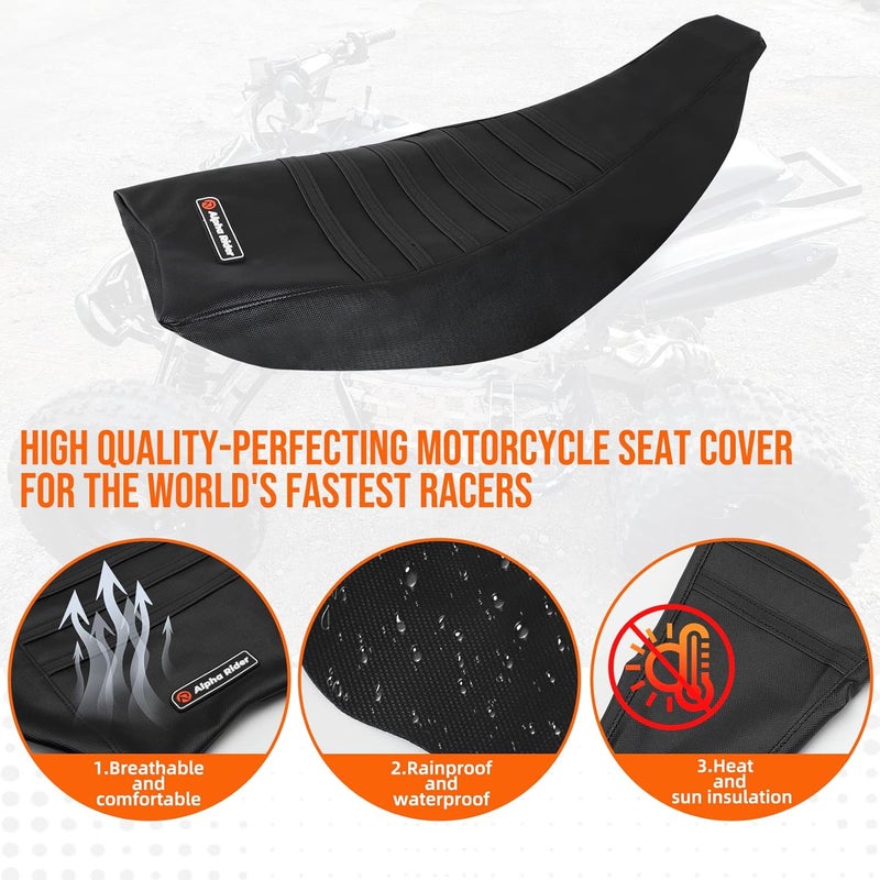 WIKIBB Grip Soft Seat Cover Fit for 2004-2018 Honda TRX 450 ER/TRX 450 R Wheeler Quad Multi Gripper Seat Cover #197 (All Black) - Image 2